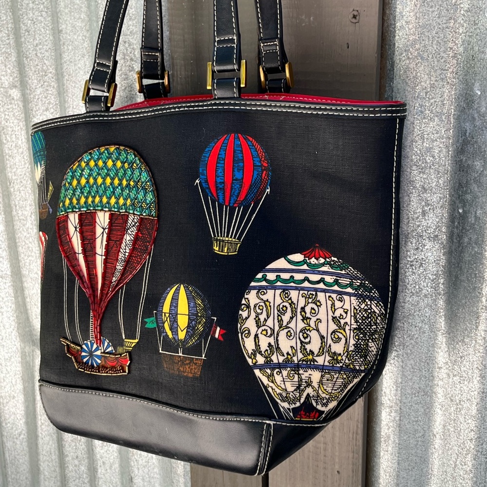 Black Hot Air Balloon Tote Bag Victorian art bag